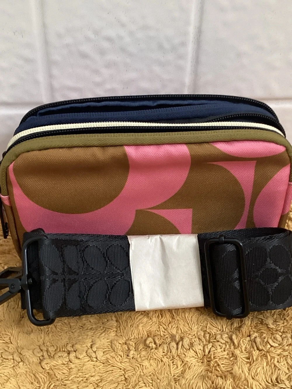 Orla Kiely Pink and Brown Retro Flower Crossbody Pouch